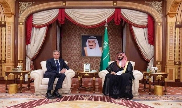  عمان اليوم - مُباحثات بين ولي العهد السعودي وبلينكن لتعزيز العلاقات الثنائية بين البلدين