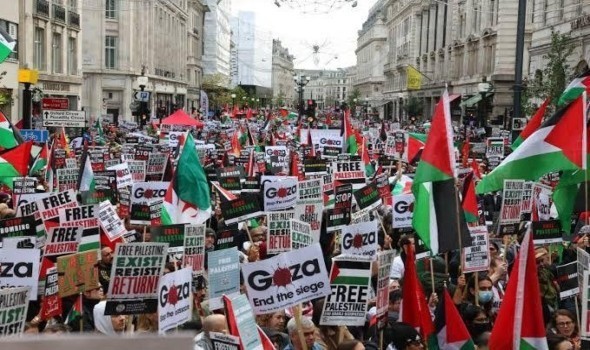 الآلاف يتظاهرون في واشنطن ولندن في يوم التحرك العالمي من أجل غزة