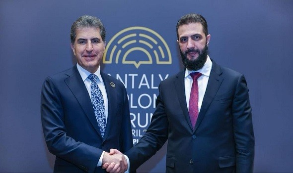  عمان اليوم - اجتماع رفيع بين الشرع ونيجيرفان بارزاني لبحث تعزيز التعاون والتنسيق الإقليمي